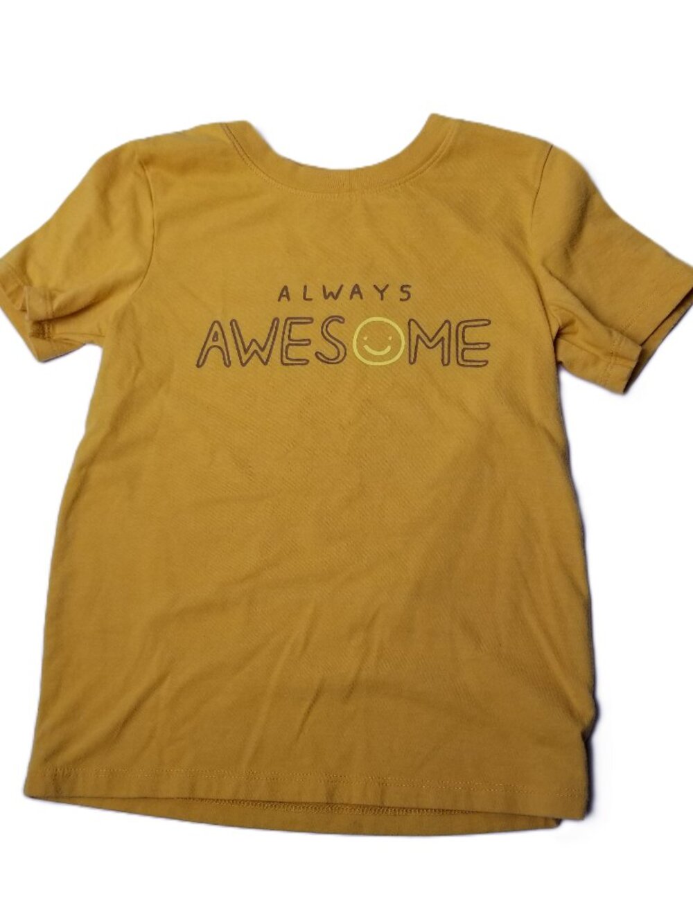Cat & Jack Toddler Tee 5T Yellow Always Awesome Graphic T Shirt Cotton Blend